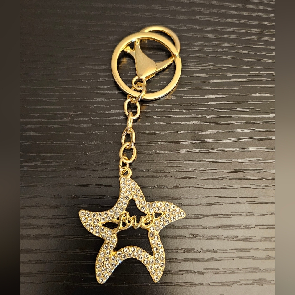 Bag Charm/ Keychain Gold Star With Love